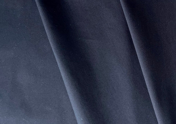 Tightly-Woven Deep Midnight Navy Stretch Cotton Blend Shirting (Made in Italy)
