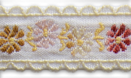 3/4" Floral Ombré Tan, Cream, Pink & Red Woven Ribbon