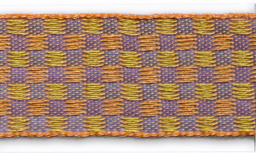 1" Lavender, Honey & Ocher Checkerboard Woven Ribbon (Made in Switzerland)