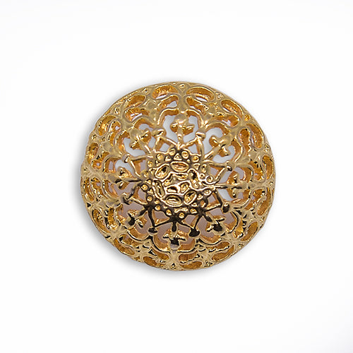 13/16" Domed Open-Work Filigree Gold Metal Button (Made in Spain)