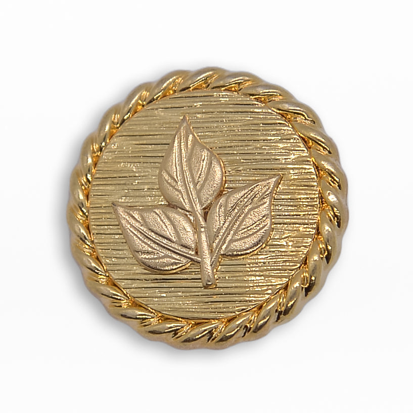 Tri-Leaf Gold Metal Button (Made in Switzerland)