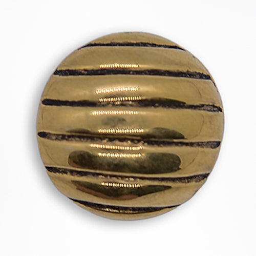 11/16" Domed Striped Gold Metal Button (Made in Switzerland)