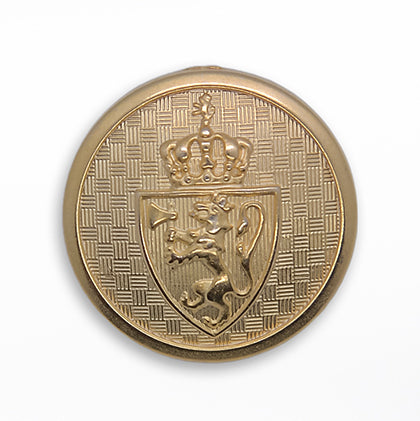 Shield & Crown Basketweave Gold Metal Button (Made in USA)