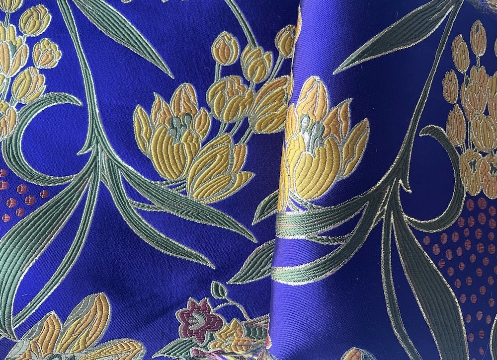 Silk Fabric, Dramatic Embroidered Early Spring Floral