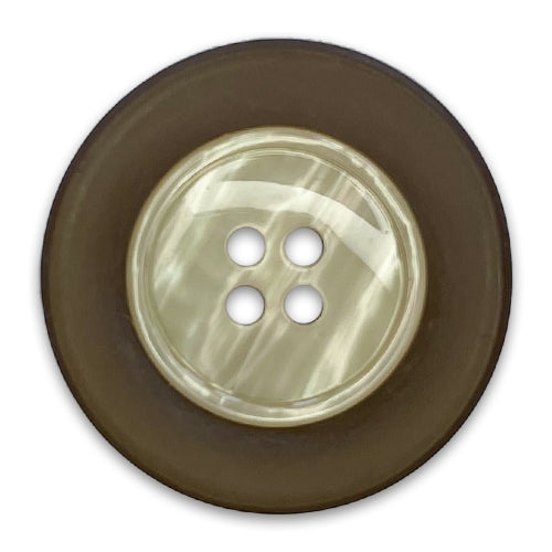 Milk Chocolate & Cream Mock Shell 4-Hole Plastic Button (Made in Italy)