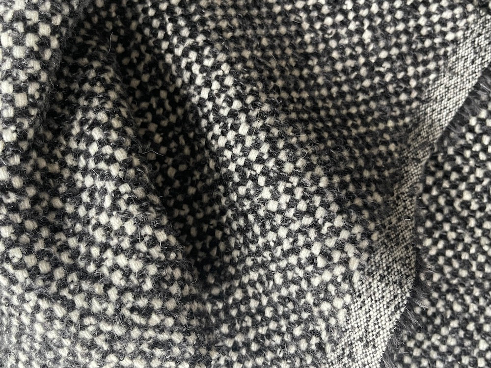 Piacenza Chunky Black & White Tweed Wool & Angora Blend Coating (Made in Italy)