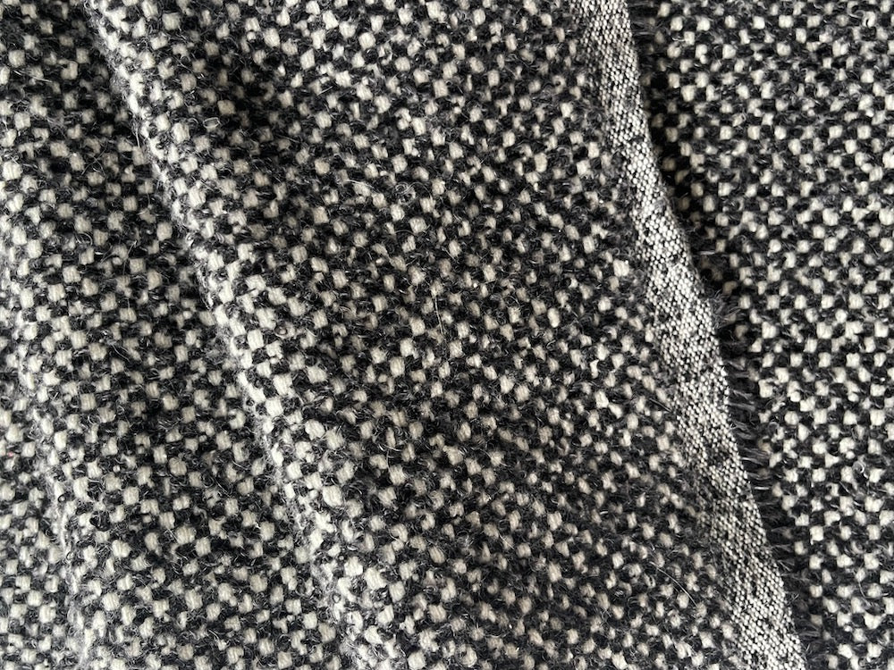 Piacenza Chunky Black & White Tweed Wool & Angora Blend Coating (Made in Italy)
