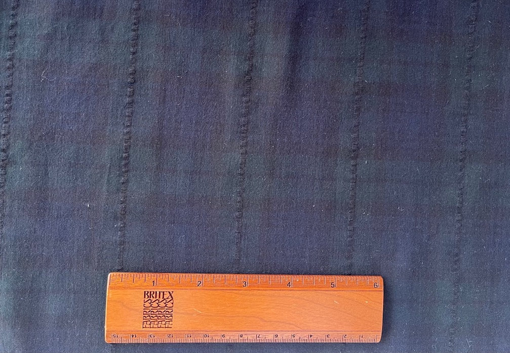 Darkest Black Watch Plaid Cotton Seersucker