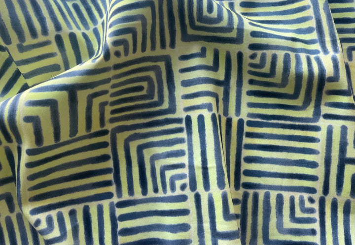 Dandelion Checkered Maze Stretch Cotton (Made in Italy)
