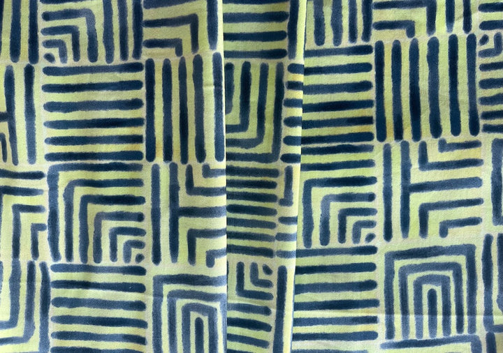Dandelion Checkered Maze Stretch Cotton (Made in Italy)