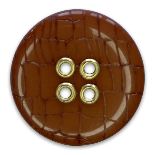 Burnt Sienna Alligator 4-Hole Plastic Button (Made in Italy)