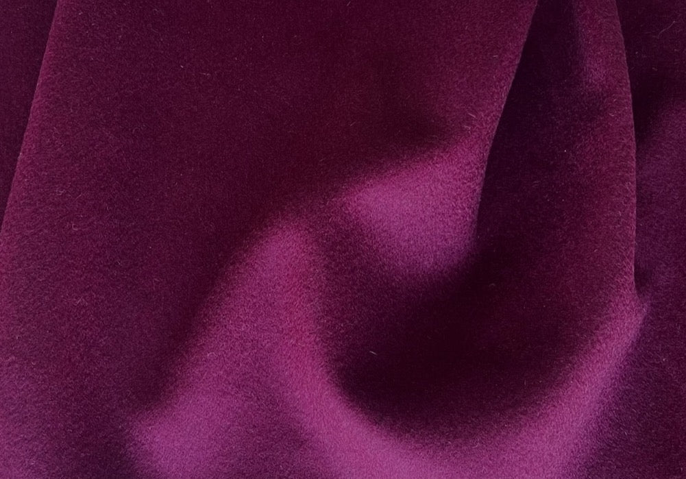 Delectable Cranberry Plum Wool & Cashmere Melton Coating (Made in Italy)