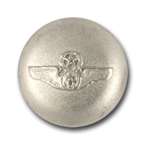 Winged Matte Silver Metal Blazer Button