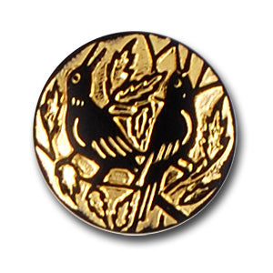 Two Birds Black & Gold Czech Glass Button (Made in Switzerland)