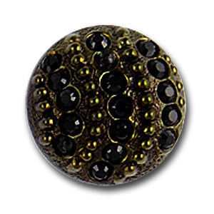 Domed Olive Green Czech Glass Button (Made in Switzerland)