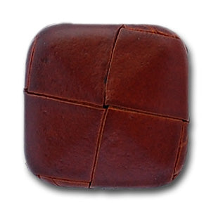 Coffee Square Woven Leather Button (Made in Italy)