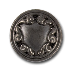 11/16" Scroll-Bordered Dark Silver Metal Button (Made in Italy)