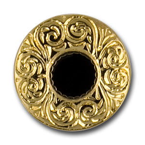 Black Enamal & Gold Engraved Metal Button (Made in Italy)