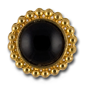 Gold Metal Button with Black Dome