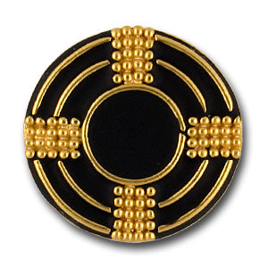 Black Enamel & Gold Metal Button (Made in Switzerland)
