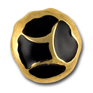 Domed Black Enamel & Gold Metal Button