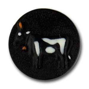 Holstein Cow Black Metal Novelty Button (Made in Switzerland)