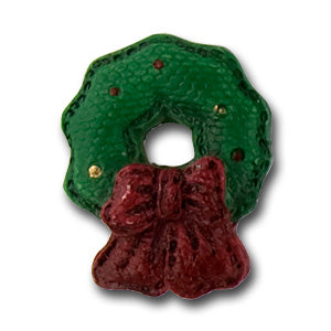 1 1/8" Festive Wreath Resin Novelty Button