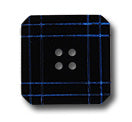 Marine Blue Pinstriped Black Lucite Button (Made in France)
