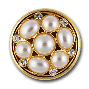 Gold & Pearl Rhinestone Button