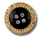 1 1/8" Faceted Black Rhinestone Button