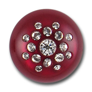 Ruby Lucite Rhinestone Button (Made in Italy)