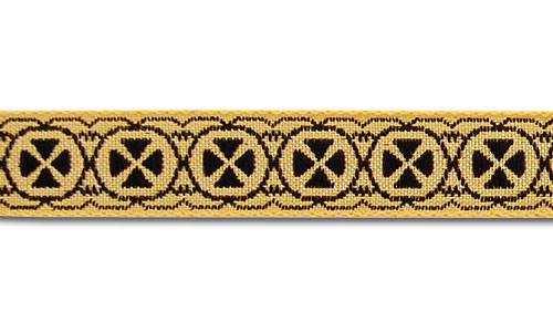 1/2" Black & Metallic Gold Brocade Ecclesiastical Ribbon (Made in France)