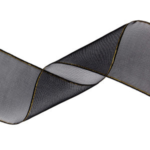 2" Black & Metallic Gold Sheer Ribbon