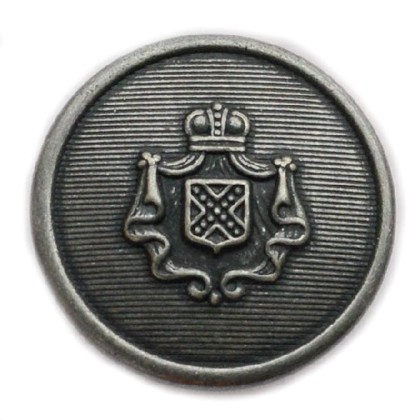 Crest with Royal Crown Antique Silver Blazer Button (Made in USA by Waterbury)