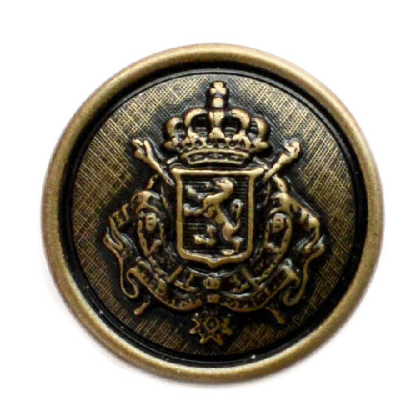 Belgian Crest Antique Gold Blazer Button (Made in USA by Waterbury)