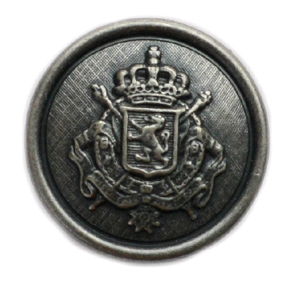 Belgian Crest Antique Silver Blazer Button (Made in USA by Waterbury)