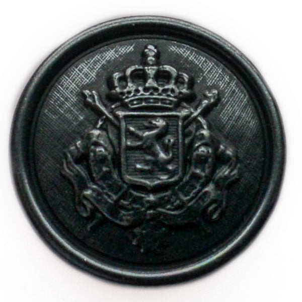 Belgian Crest Gunmetal Blazer Button  (Made in USA by Waterbury)