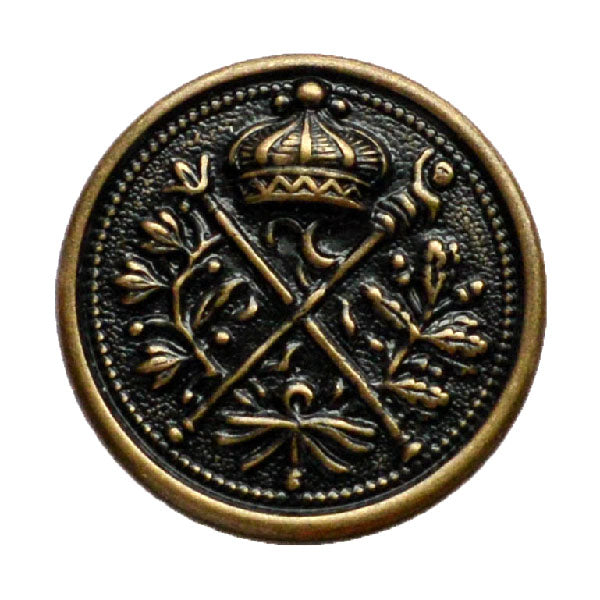 Staffs & Crown Antique Gold Blazer Button (Made in USA by Waterbury)
