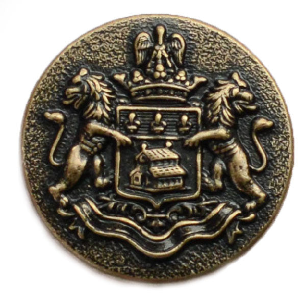 Danish Crest Antique Gold Blazer Button (Made in USA by Waterbury)