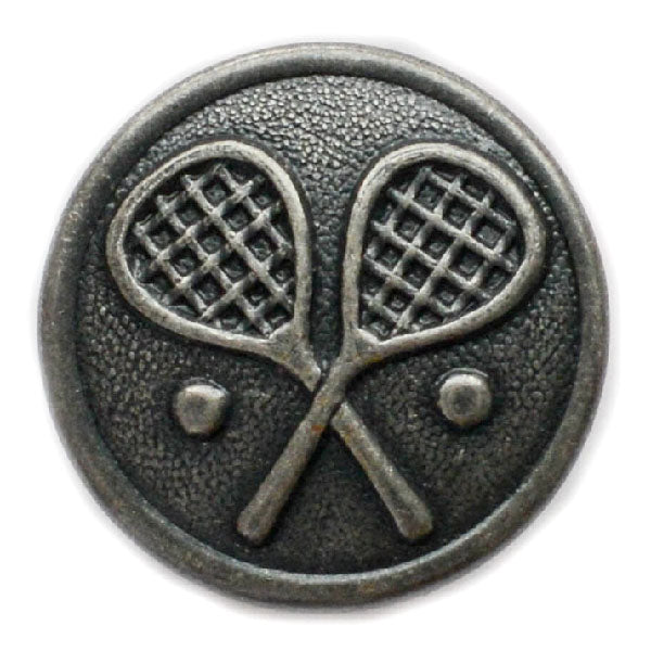 Crossed Racquets Antique Silver Blazer Button (Made in USA by Waterbury)