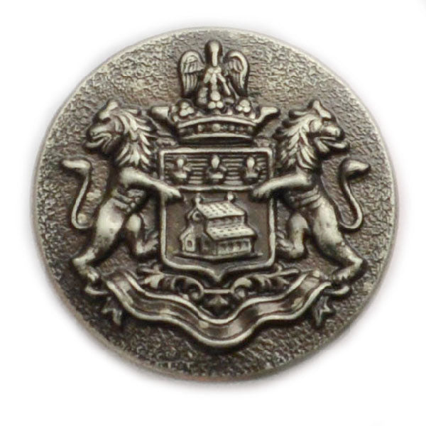 Danish Crest Antique Silver Blazer Button (Made in USA by Waterbury)