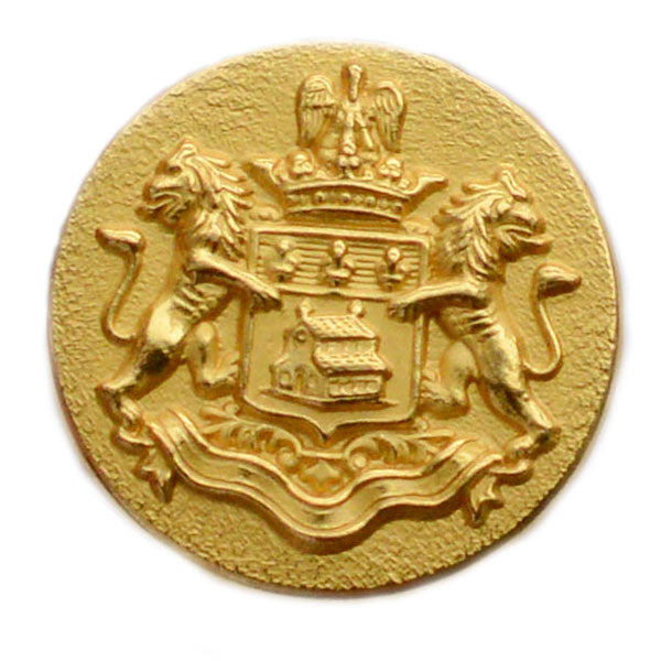 Danish Crest Brass Blazer Button (Made in USA by Waterbury)