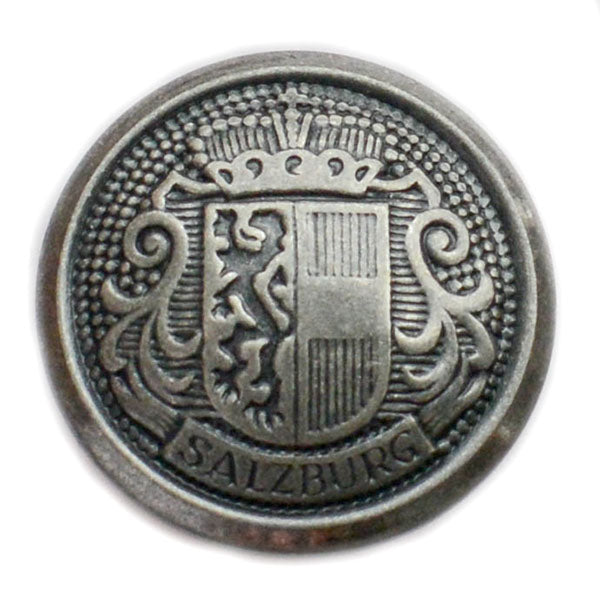 Salzburg Crest Antique Silver Blazer Button (Made in USA by Waterbury)