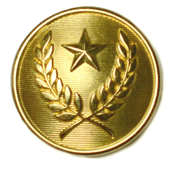 Star & Laurel Wreath Brass Blazer Button (Made in USA by Waterbury)