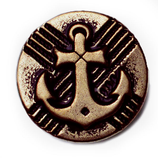 Anchor on Rope Antique Gold Blazer Button (Made in USA by Waterbury)