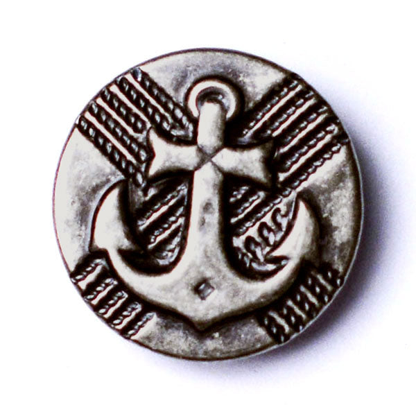 Anchor on Rope Antique Silver Blazer Button (Made in USA by Waterbury)