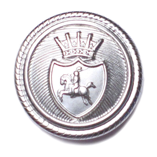 Horse & Crown Crest Silver Blazer Button (Made in USA by Waterbury)