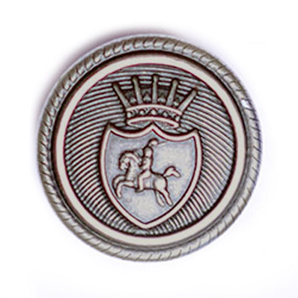 Horse & Crown Crest Antique Silver Blazer Button (Made in USA by Waterbury)