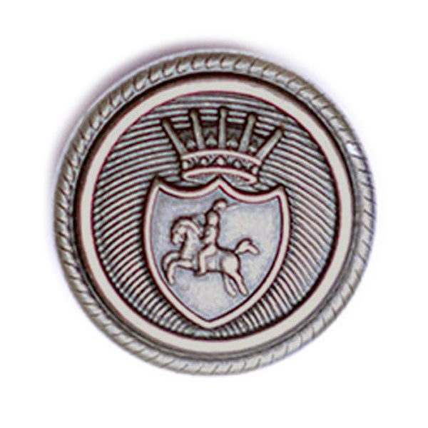 Horse & Crown Crest Antique Silver Blazer Button (Made in USA by Waterbury)