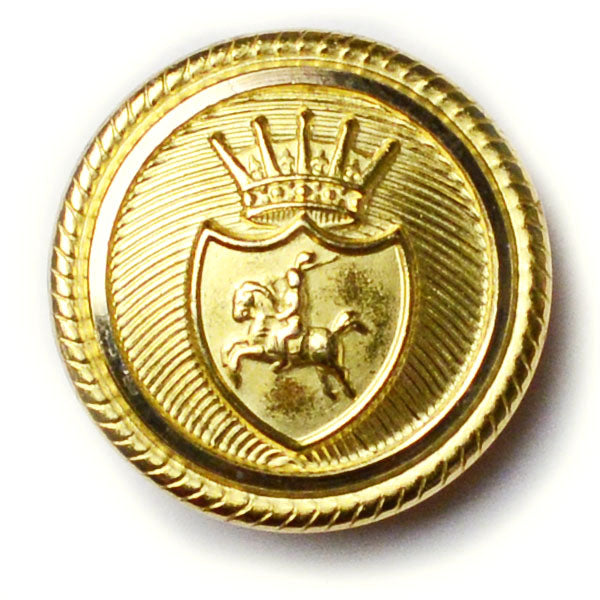 Horse & Crown Crest Brass Blazer Button (Made in USA by Waterbury)